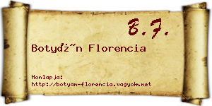 Botyán Florencia névjegykártya